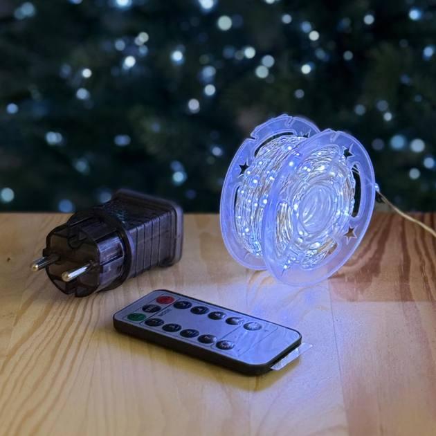 Гірлянда на мідному дроті Крапля Роси 50м 500 led BIG led холодна біла, фото 1