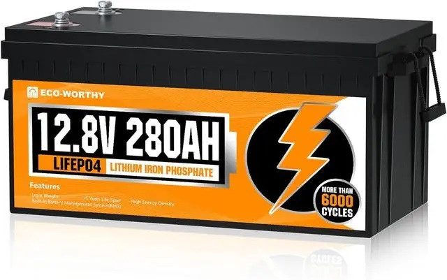 Акумулятор Eco Worthy LiFePO4 12V 280Ah (3584Wh) літій залізо фосфатний 3000+ циклів із вбудованим BMS