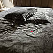 Велюрова постільна білизна Моніка з простинею на резинці Євро Графітовий, фото 6