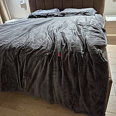 Велюрова постільна білизна Моніка Двоспальний Графітовий, фото 5