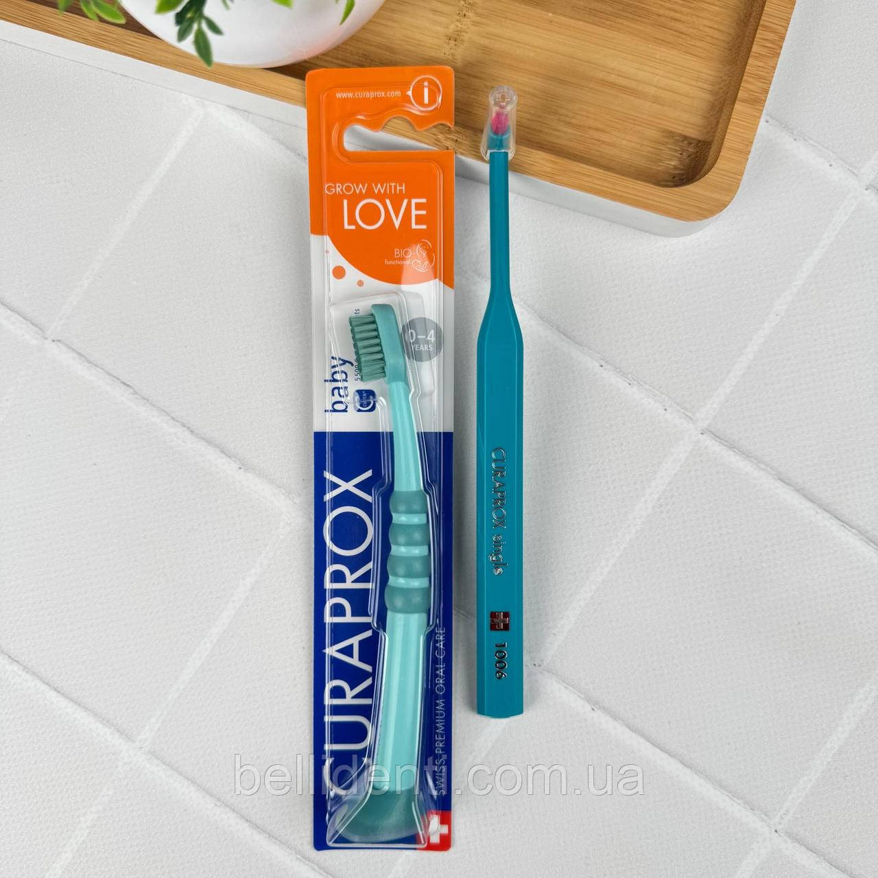 Зубні щітки Curaprox Baby CuraKid від 0 до 4 років (бірюзовий/зелений), 2 шт