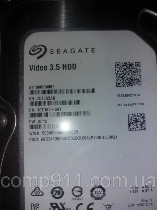 Жесткий диск для компьютера Seagate 1TB ST1000VM002 3.5 SATA III, фото 1