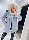 Модна тепла якісна мяка жіноча трендова куртка-піджак баранчик з капюшоном єврозима "Трейсі", фото 4