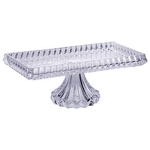 Тортівниця прямокутна на ніжці 33×17×13.5 (см) скляна HP-19-146C