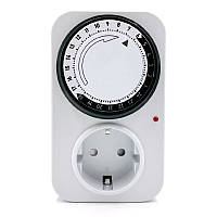 Механічний розетковий таймер 24 години 15 хв крок 16А 3.5кВт добовий перемикач FRK-D1