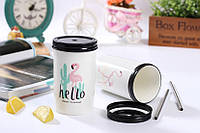 Керамічний стакан з трубочкою для напоїв стильний аксесуар для дому та офісу