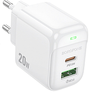 УЗП Borofone BAS44A PD+QC3.0 (МЗП USB, Type-C, 20W) white