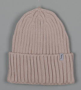 Кашемірова одинарна шапка з відворотом (240501), Бежевий