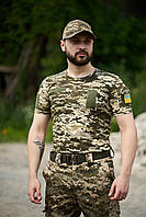 Тактична футболка камуфляж ЗСУ, чоловіча форма з кишенею, еластична й зручна для служби та тренувань