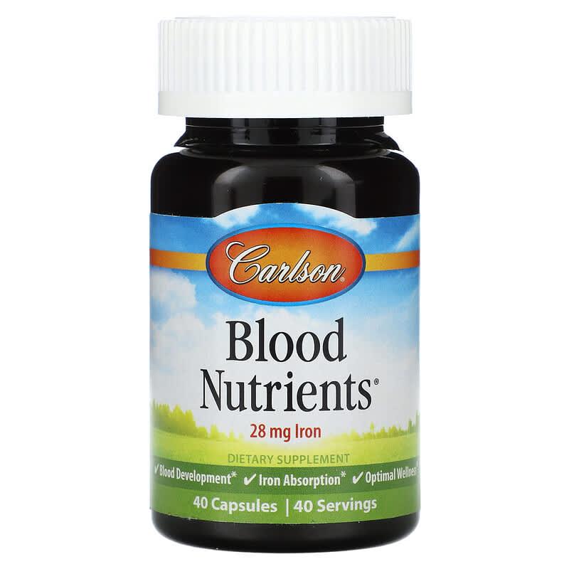 Комплекс для крові Carlson Blood Nutrients, 40 капсул | Підтримка гемоглобіну та загального здоров’я крові