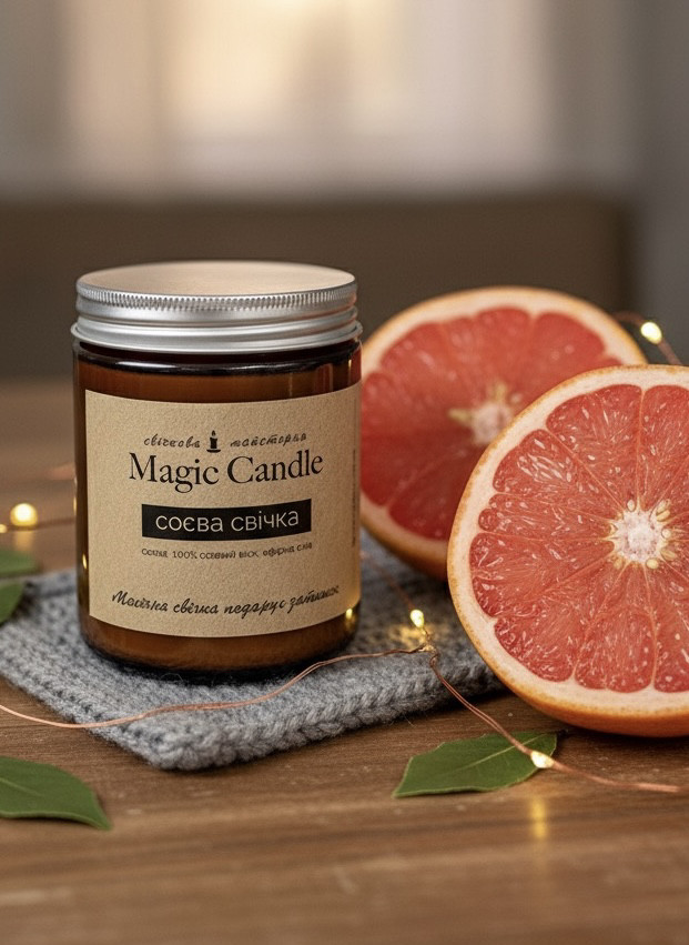 Натуральна соєва свічка «Грейпфрут», 250 мл, фото 1