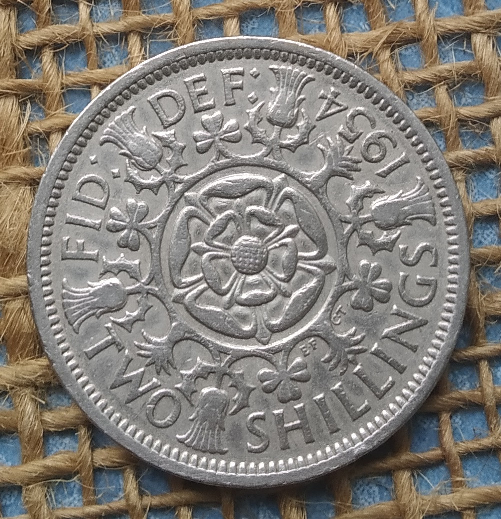 2 шилiнги (флорин) 1954 року. Велика Британiя, фото 1