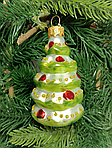 Скляна ялинкова іграшка ручної роботи Ялинка зелена 8 см