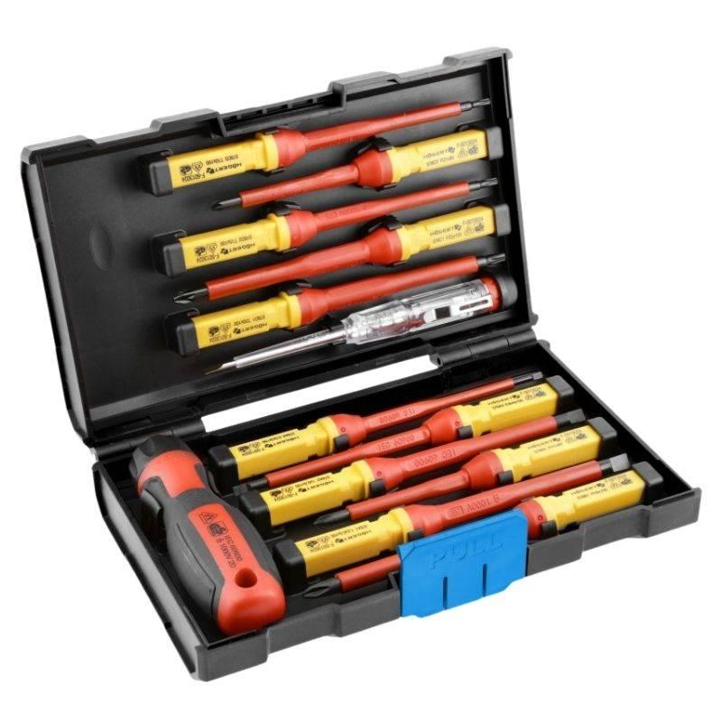 Діелектричний набір викруток 1000 В 13 штук Hogert для електромонтажу (HT1S997), фото 1