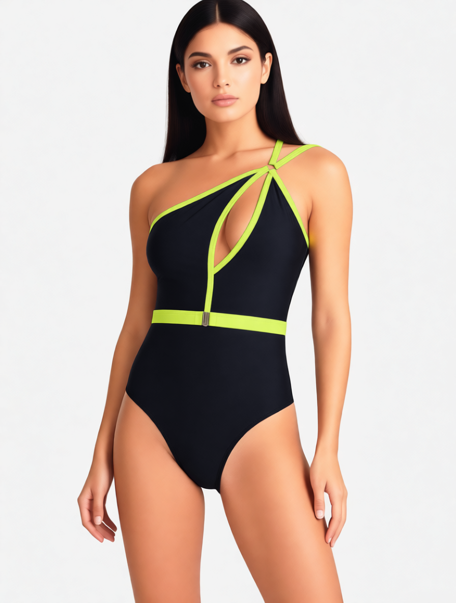 Цільний купальник одне плече Z.Five 19631 лимонний на 42 44 46 48 розмір