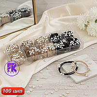 Набір грезинок для волосся зі Штучними Перлами Різнокольорові 100 шт