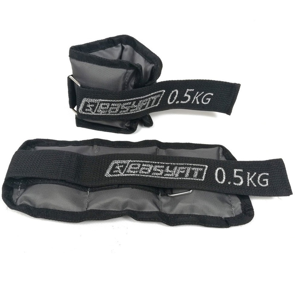 Обважнювачі для ніг та рук EasyFit EF-AWTМ-050, 2×0,5 кг, сірі (2 шт.), сталева гранула - для фітнесу, бігу та аеробіки, фото 1
