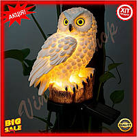Садовий світильник на сонячній батареї Сова для зовнішнього освітлення саду та доріжок локальне осв