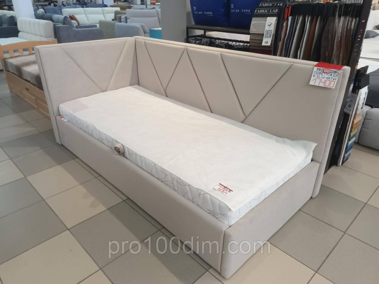 Ліжко односпальне Геометрія кут (лівий) з підйомним механізмом, фото 1