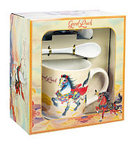 Чашка керамічна 350 мл Гарний кінь в подарунковій коробці з ложечкою та блюдцем (НК-2354)