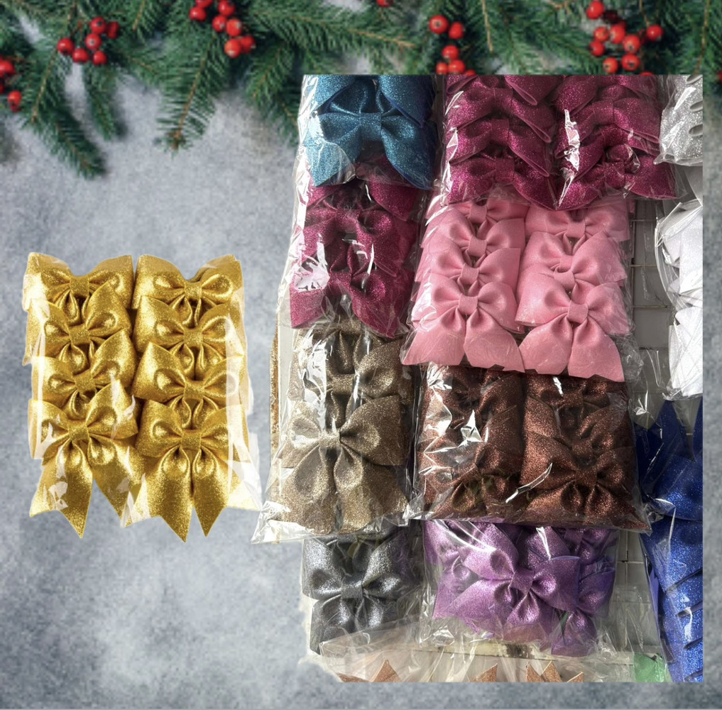 Набір великих бантів на ялинку з фоамірану 10 шт в уп. Бант новорічна прикраса, фото 1