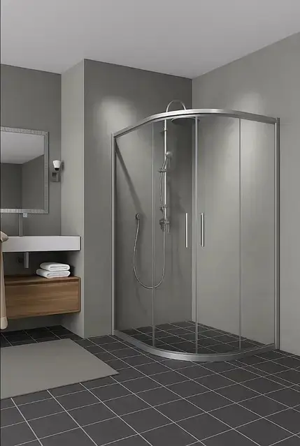 Душова кабіна Aquanil Daniel 100х80х190 см R L без піддону хром матове скло 6 мм розсувні двері