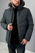 Чоловіча куртка Under Armour сіра спортивна утеплена зимова куртка з капюшоном, фото 3