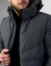 Чоловіча куртка Under Armour сіра спортивна утеплена зимова куртка з капюшоном, фото 4