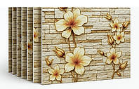 Самоклеящаяся 3D панель "Золотые Орхидеи На Камне" 70×38 см толщина 4 мм