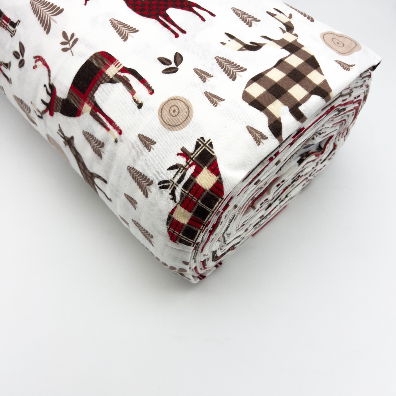 Фланель "Олені картаті червоні, коричневі" 240 см, фото 1