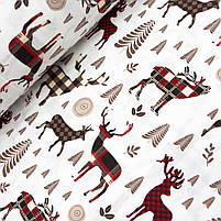 Фланель "Олені картаті червоні, коричневі" 240 см, фото 3