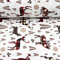 Фланель "Олені картаті червоні, коричневі" 240 см, фото 2