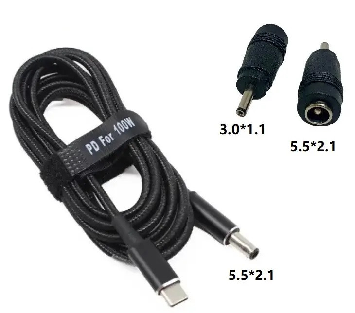 USB Type-C 100W кабель живлення DC 3.0×1.1 Acer Aspire для заряджання ноутбука від повербанка USB