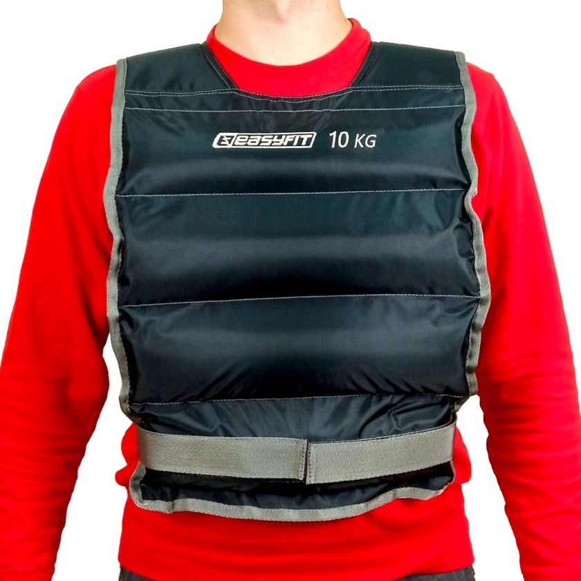 Жилет для обтяження EasyFit EF-VST, 10 кг, чорний, 36×114 см, пісок - для фітнесу, функціональних тренувань і кросфіту, фото 1