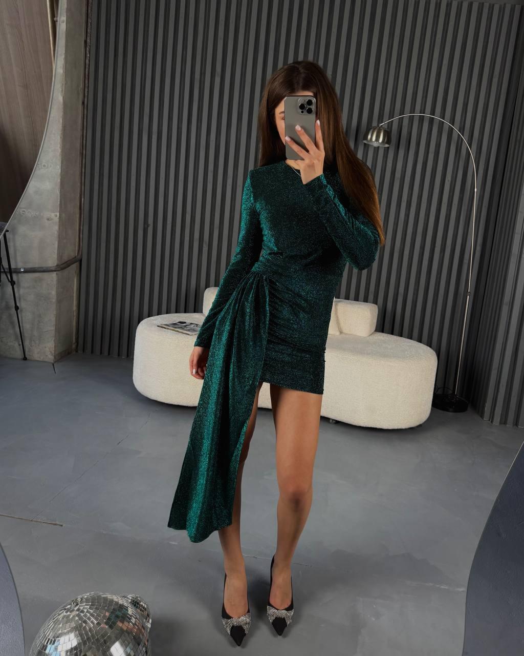 Жіноча вечірня міні сукня з люрексу, фото 1