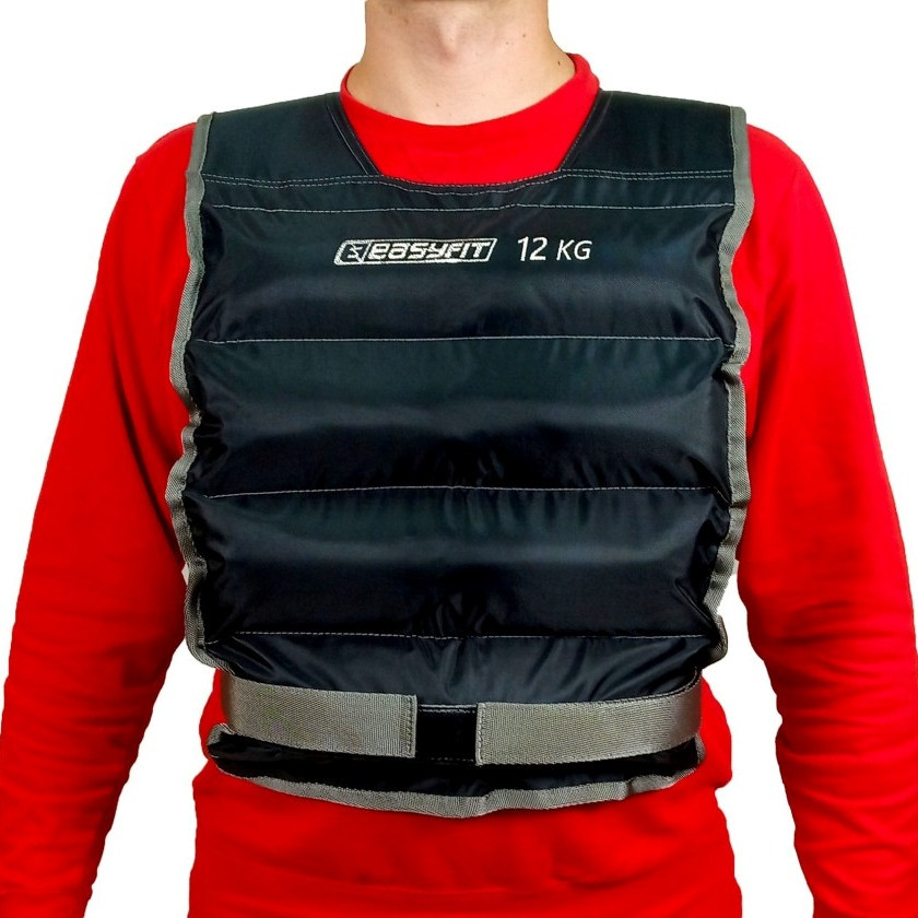 Жилет для обтяження EasyFit EF-VST, 12 кг, чорний, 36×114 см, пісок- для фітнесу, функціональних тренувань і кросфіту, фото 1