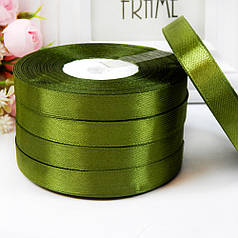 Атласна стрічка 1,2 см, №108 оливковий (рулон 33 м)