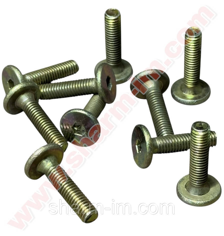 Гвинт меблевий із плоскою головкою під шестигранний ключ М6х25 мм Жовтий