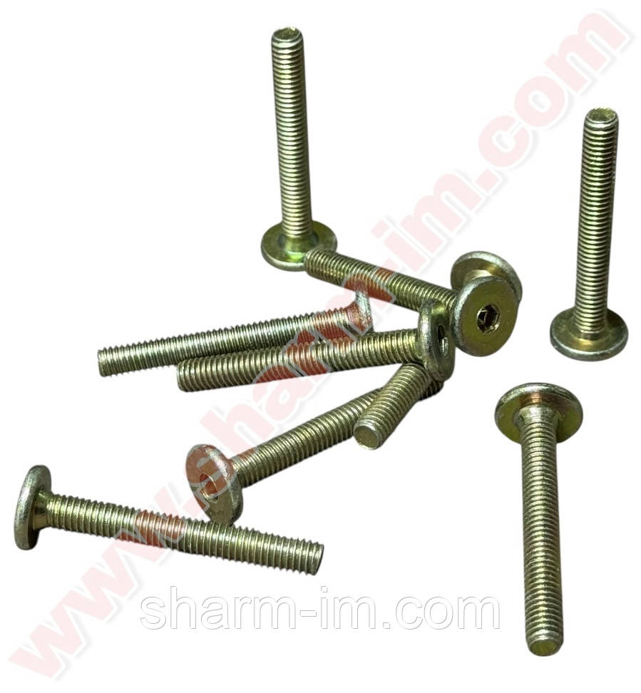 Гвинт меблевий із плоскою головкою під шестигранний ключ М6х45 мм Жовтий