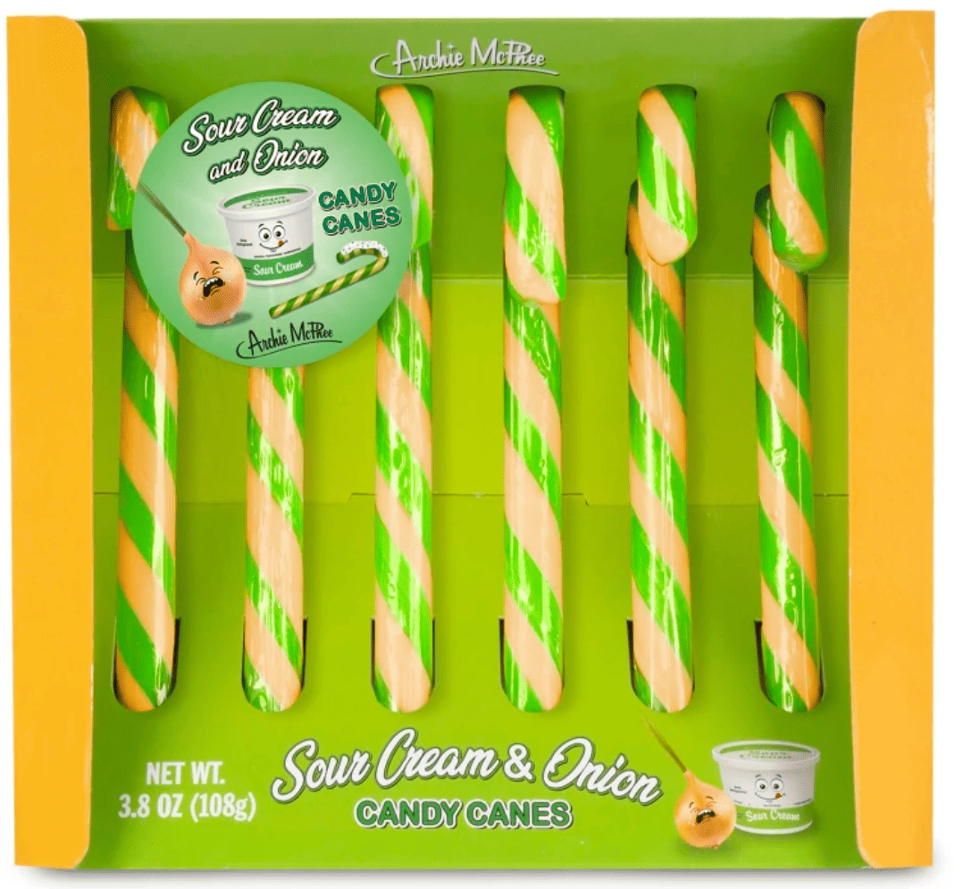 Льодяники-тростини Archie McPhee Sour Cream and Onion Candy Canes 108г, фото 1