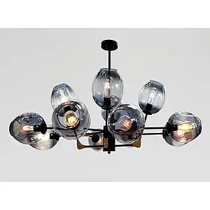Люстра підвісна MD6136/8+4BK на 12 ламп E27, чорна основа зі склом – MD6136/8+4BK