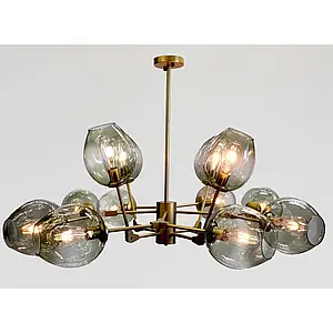 Підвісна люстра 12xE27 220V з прозорими плафонами та корпусом кольору золота – модель MD6136/8+4GD