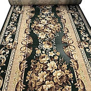 Зелена килимова доріжка ширина 1,30м з квітами GOLD 235/32