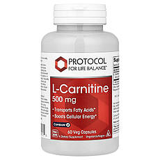 Protocol for Life Balance, L-карнітин, 500 мг, 60 рослинних капсул, Київ