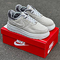 Зимові замшеві сірі чоловічі кросівки Nike Air Force Winter Low