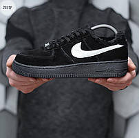 Зимові замшеві чорні чоловічі кросівки Nike Air Force Winter Low