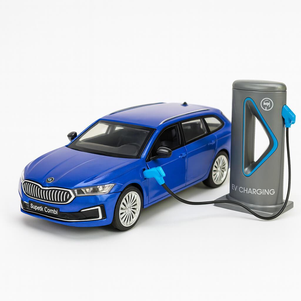 Машинка Автопром Skoda Superb Combi iV синя 1:35, 13 см — металева модель зі світлом і звуком, арт. 68744-2, фото 1