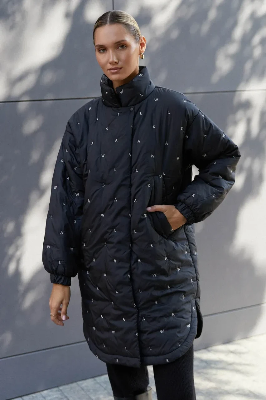 Куртка Seventeen жіноча зимова стьобана оверсайз без капюшону XL чорна, фото 1