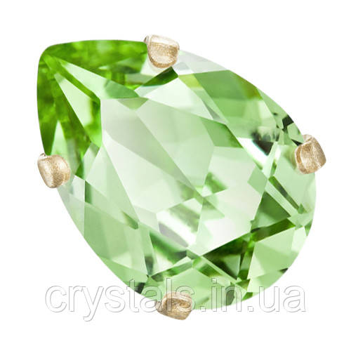 Краплі Baroque в цапах Preciosa (Чехія) 14x10 мм Peridot/золото, фото 1