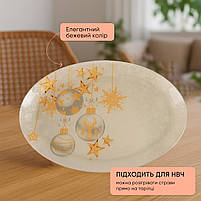 Набір овальних блюд 2× 30×20 см термостійкі з різдвяним візерунком, скляні блюда для закусок, салатів, десертів, сервірування свят, фото 4